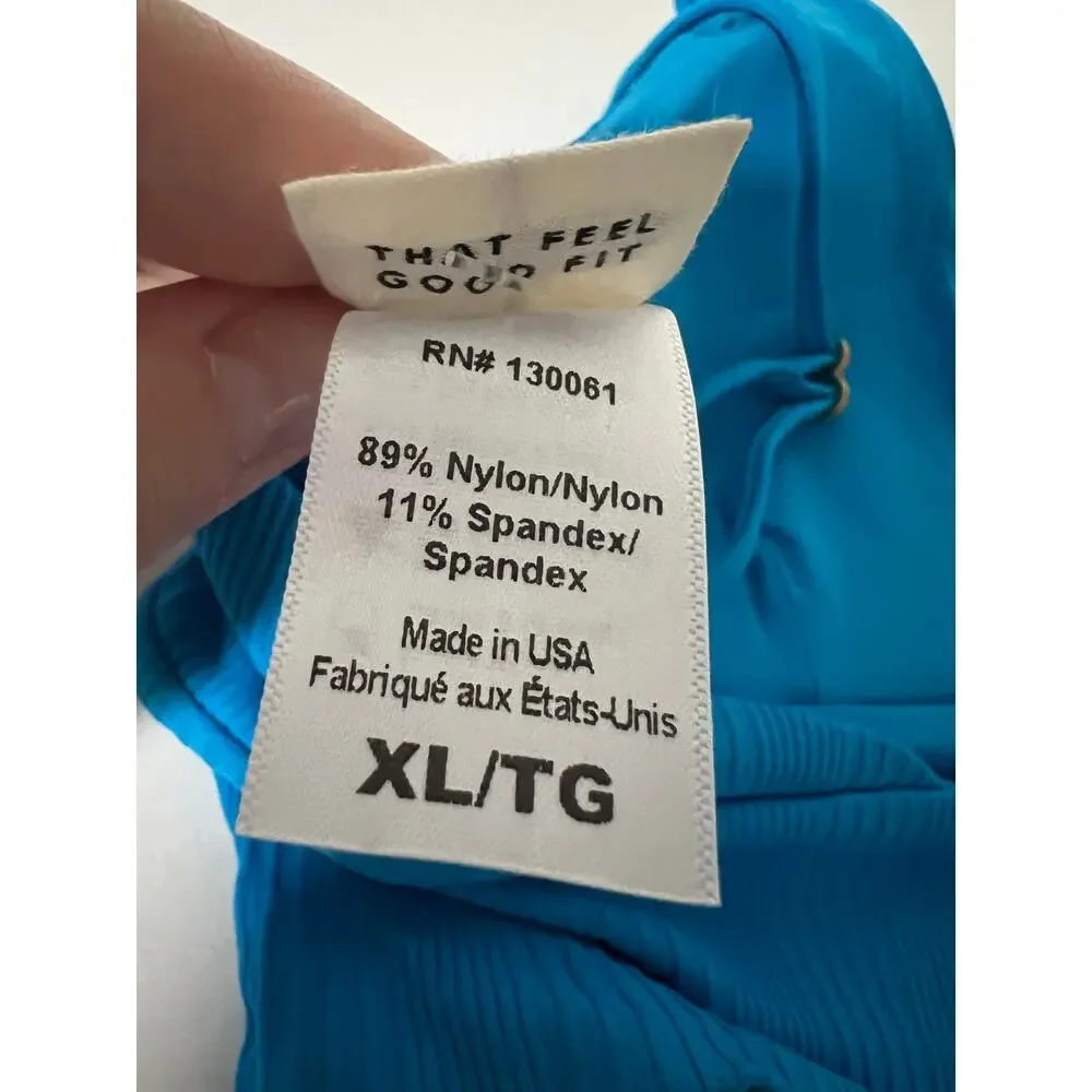 NWT L*Space Women's Ribbed Pointelle Winnie Bikini Swim Top Electric Blue SZ XL